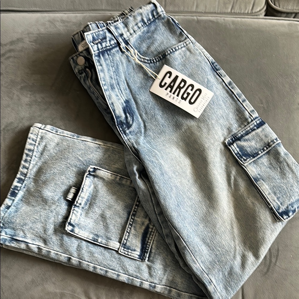 Cargo Blue Flare Wide Leg Jeans
